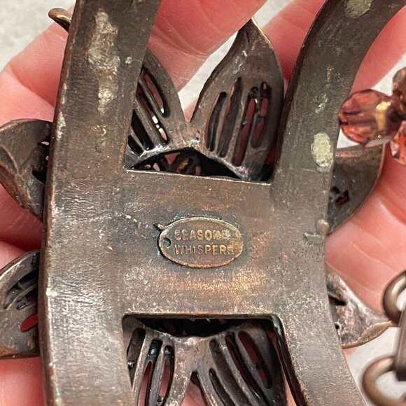 Seasonal Whispers RARE Multi-Color Crystal Pave Flower Cast Metal Cuff Bracelet - Picture 8 of 8